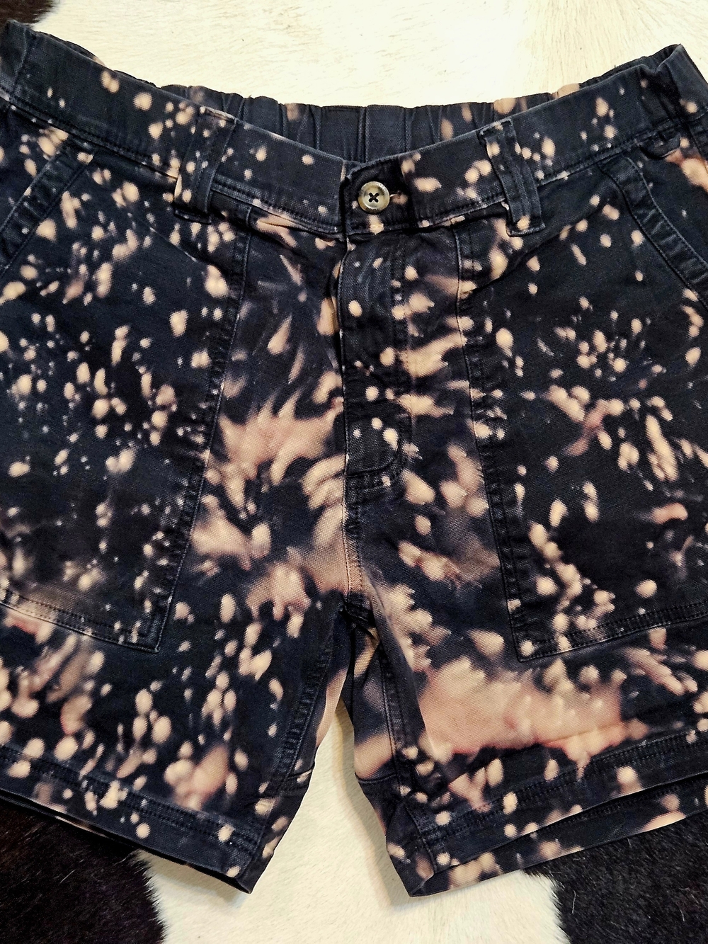 Bearbottom Tie-Dye Black and Beige Men’s Shorts Sz XL